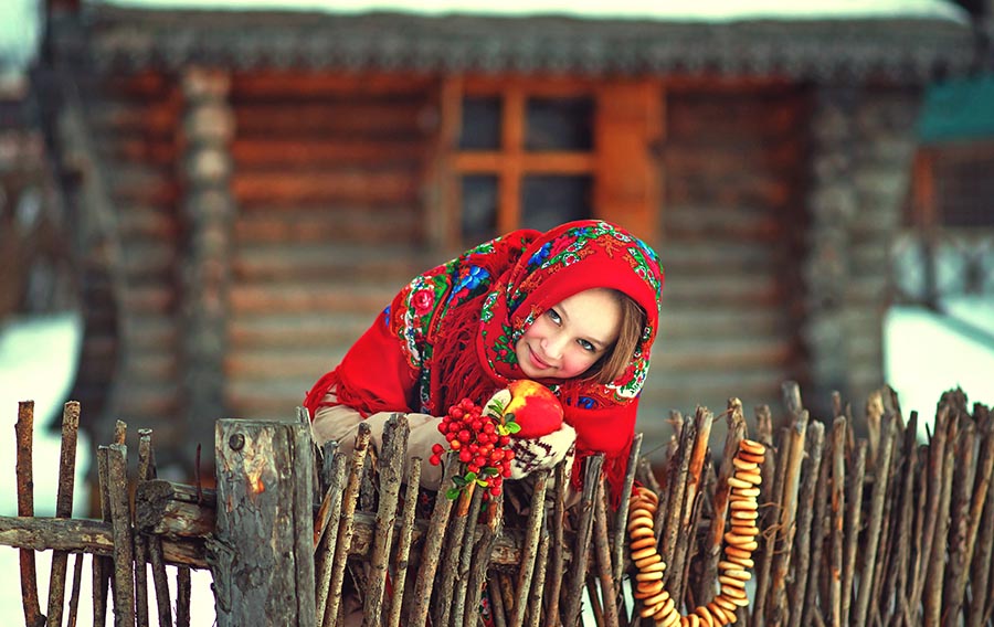 Sexy girl Women in Slavic costumes in Urumqi